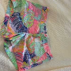 Lilly Pulitzer White Shorts with Multicolor Trim